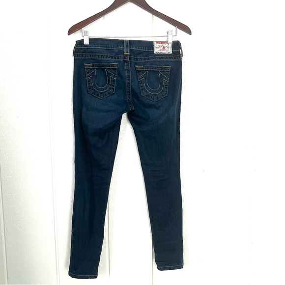 Vintage Y2k True Religion Low Rise Dark Skinny Jeans Embellished Back Pockets - Picture 4 of 13
